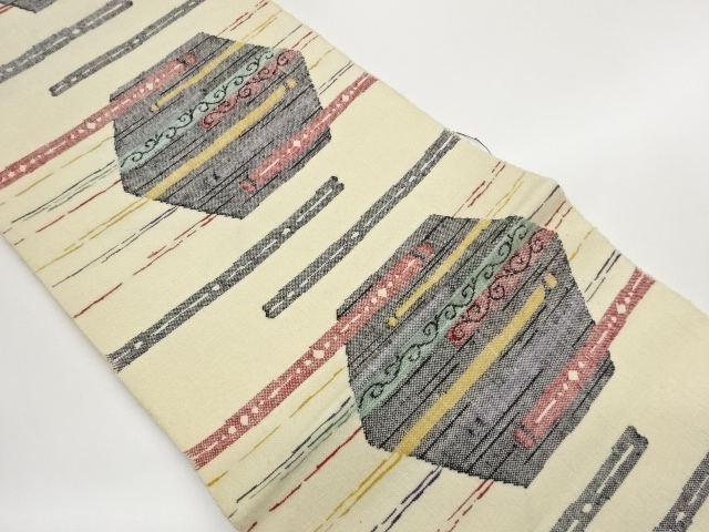 JAPANESE NAGOYA OBI / TSUMUGI / WOVEN ABSTRACT STRIPE